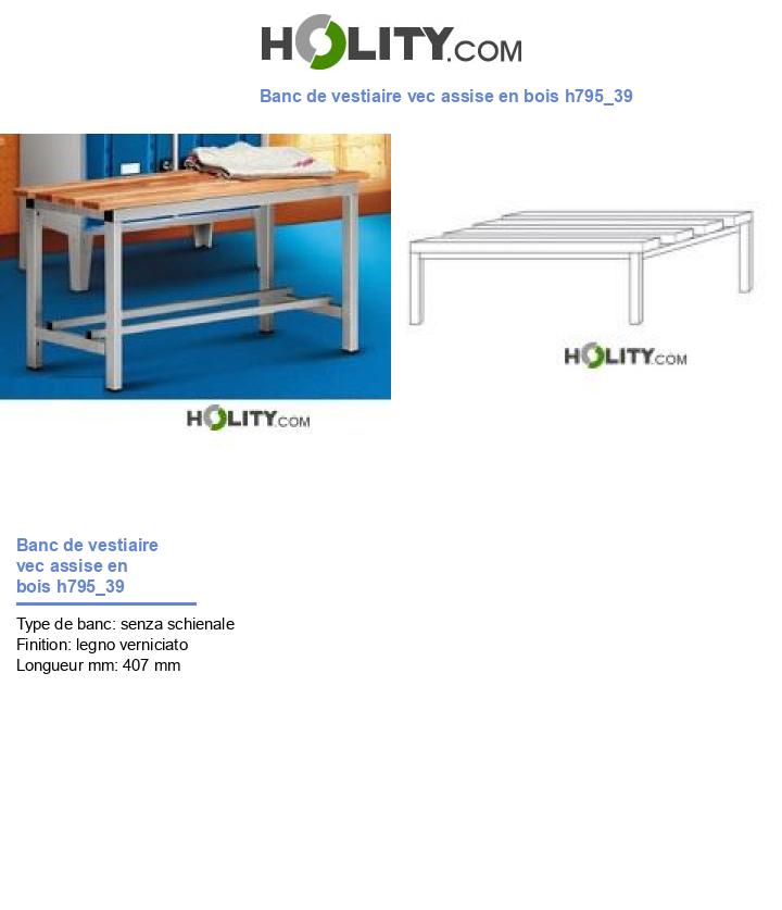 Banc de vestiaire vec assise en bois h795_39