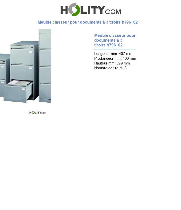 Meuble classeur pour documents à 3 tiroirs h796_02