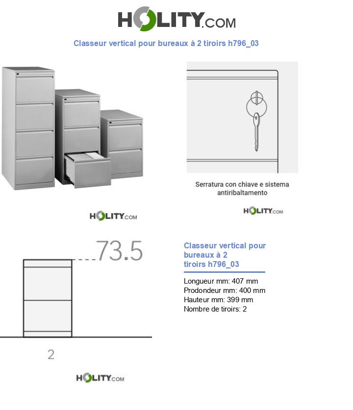 Classeur vertical pour bureaux à 2 tiroirs h796_03