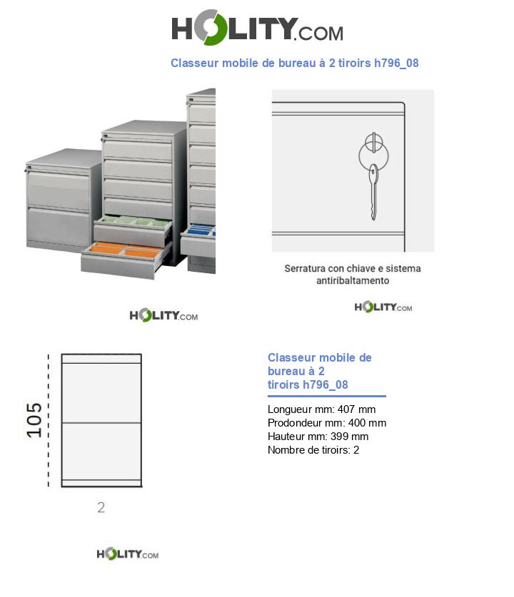 Classeur mobile de bureau à 2 tiroirs h796_08