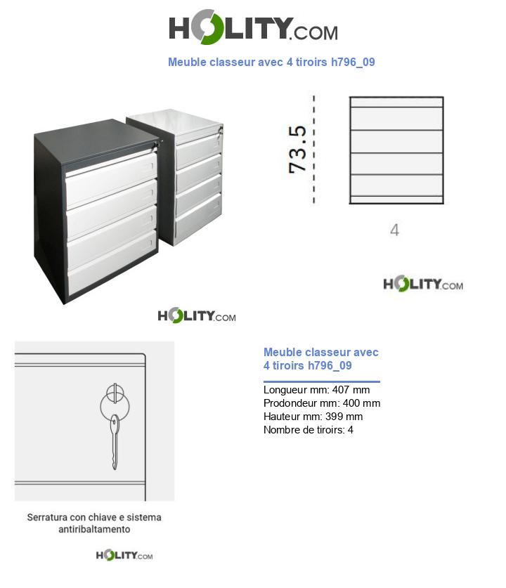 Meuble classeur avec 4 tiroirs h796_09