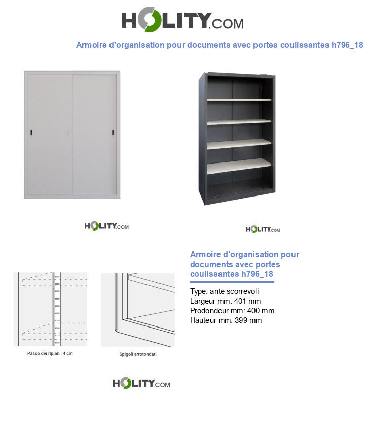Armoire d'organisation pour documents avec portes coulissantes h796_18