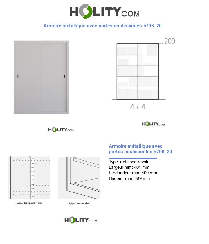 Armoire métallique avec portes coulissantes h796_20