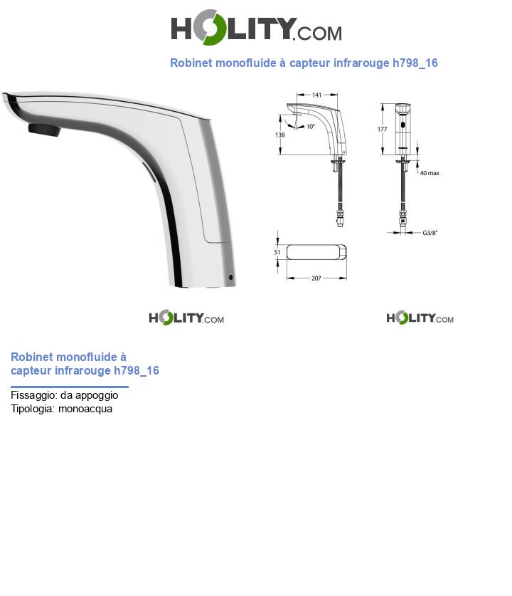 Robinet monofluide à capteur infrarouge h798_16