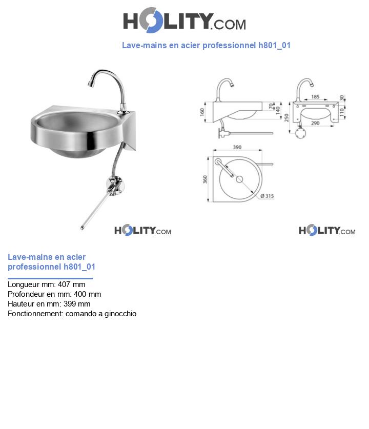 Lave-mains en acier professionnel h801_01