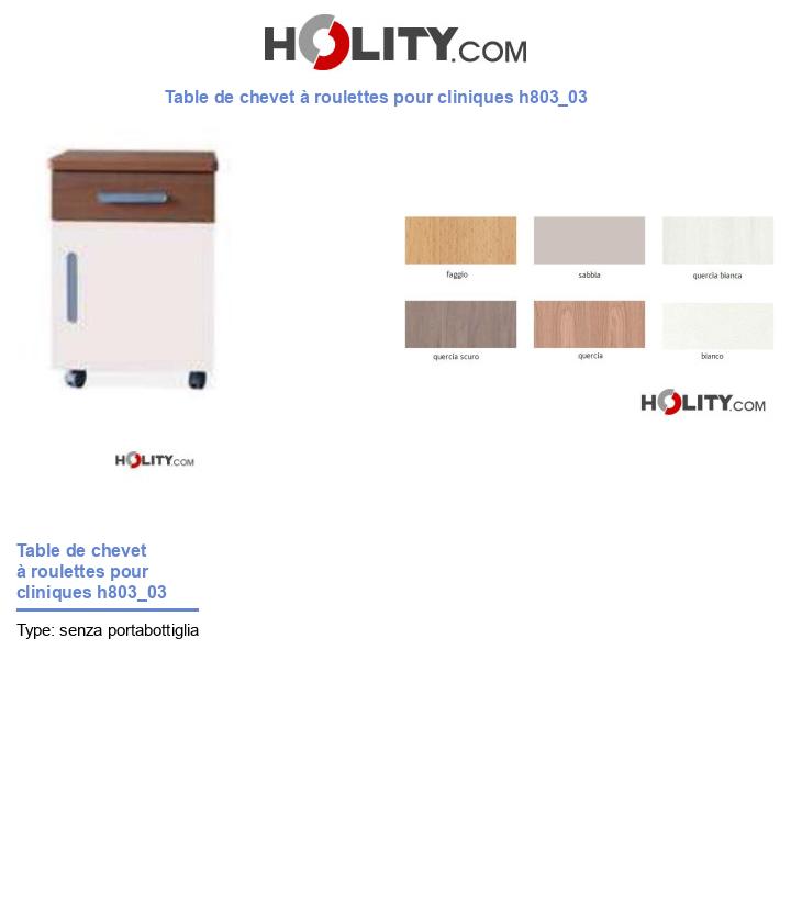 Table de chevet à roulettes pour cliniques h803_03