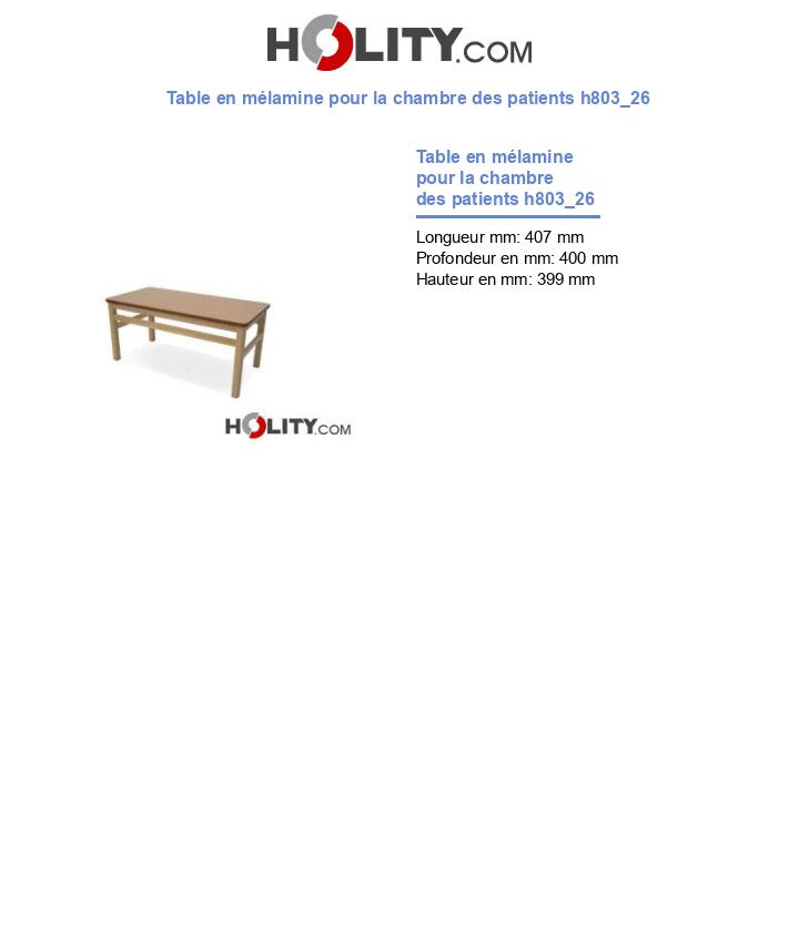 Table en mélamine pour la chambre des patients h803_26