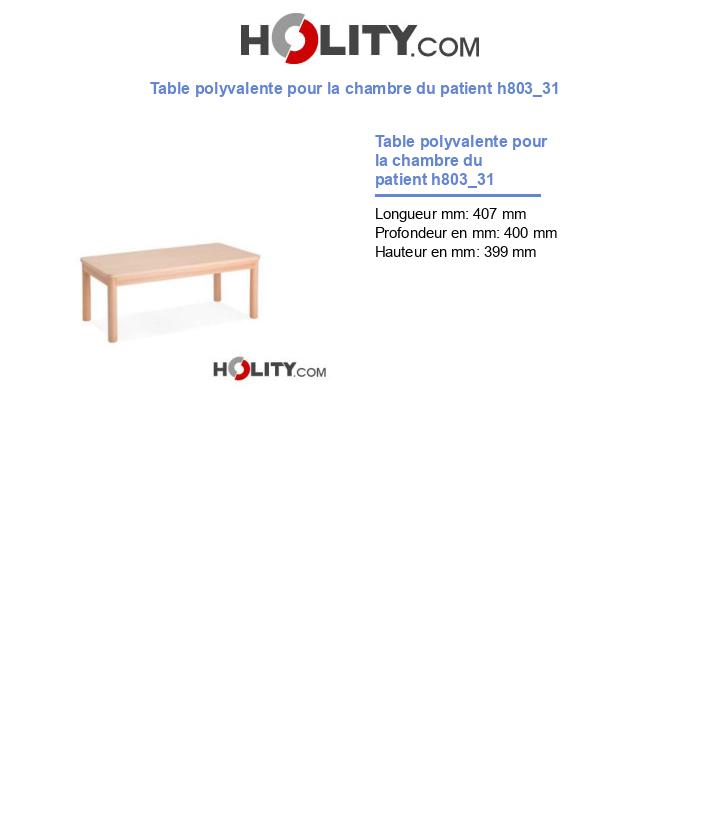 Table polyvalente pour la chambre du patient h803_31