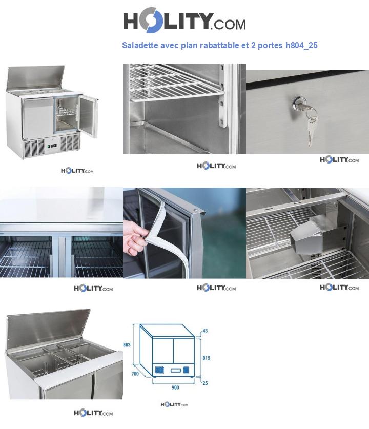 Saladette avec plan rabattable et 2 portes h804_25