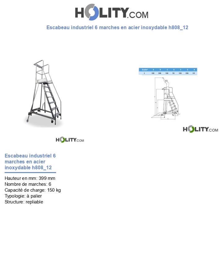 Escabeau industriel 6 marches en acier inoxydable h808_12