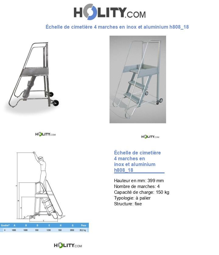 Échelle de cimetière 4 marches en inox et aluminium h808_18