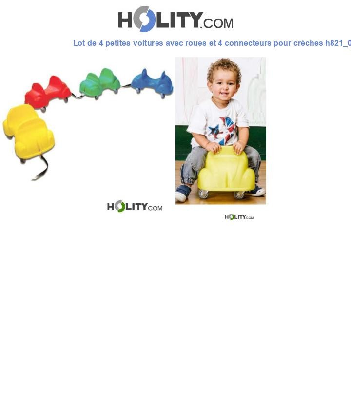 Lot de 4 petites voitures avec roues et 4 connecteurs pour crèches h821_09