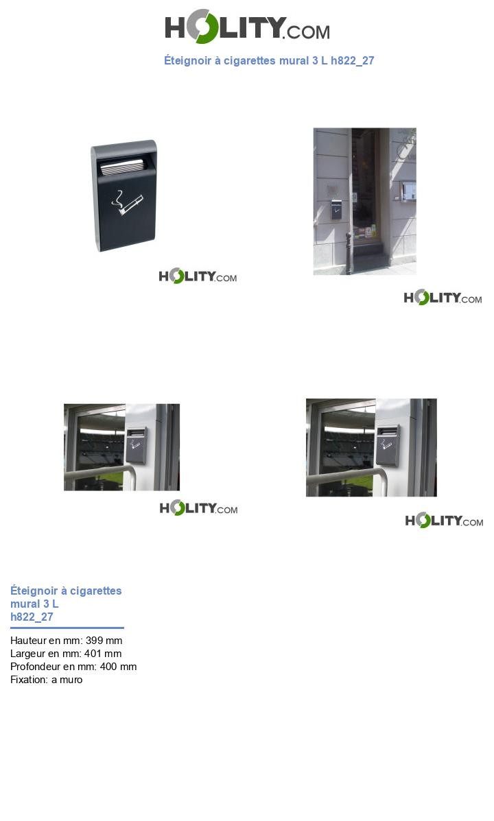 Éteignoir à cigarettes mural 3 L h822_27