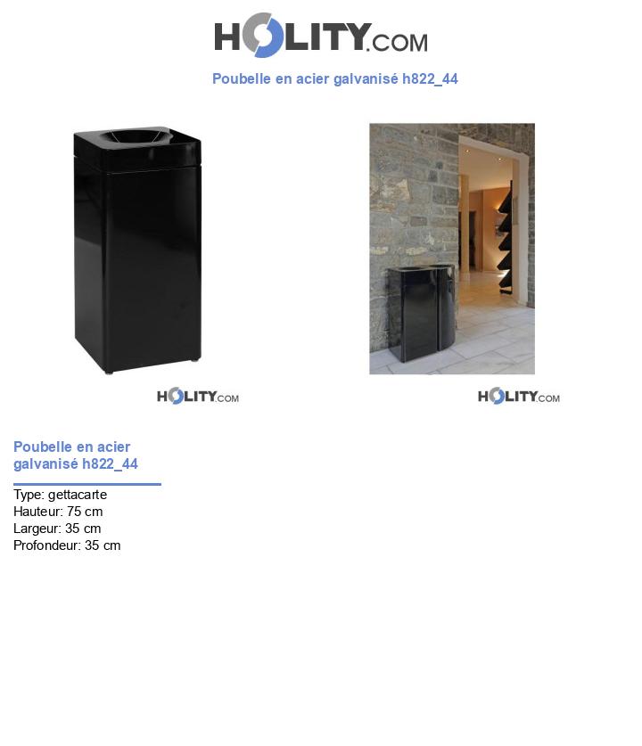 Poubelle en acier galvanisé h822_44