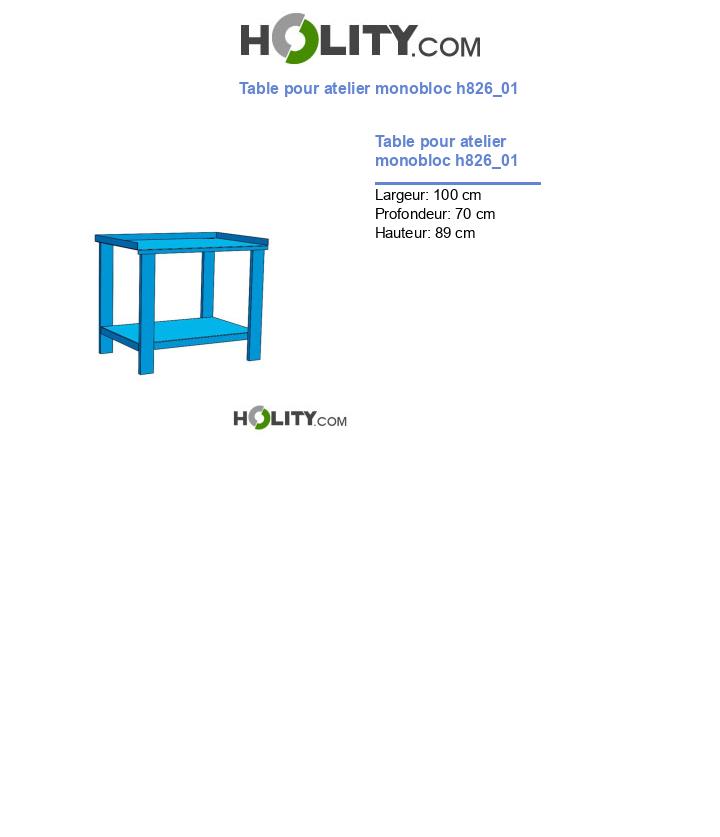 Table pour atelier monobloc h826_01