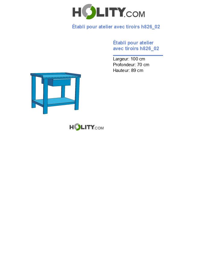 Établi pour atelier avec tiroirs h826_02