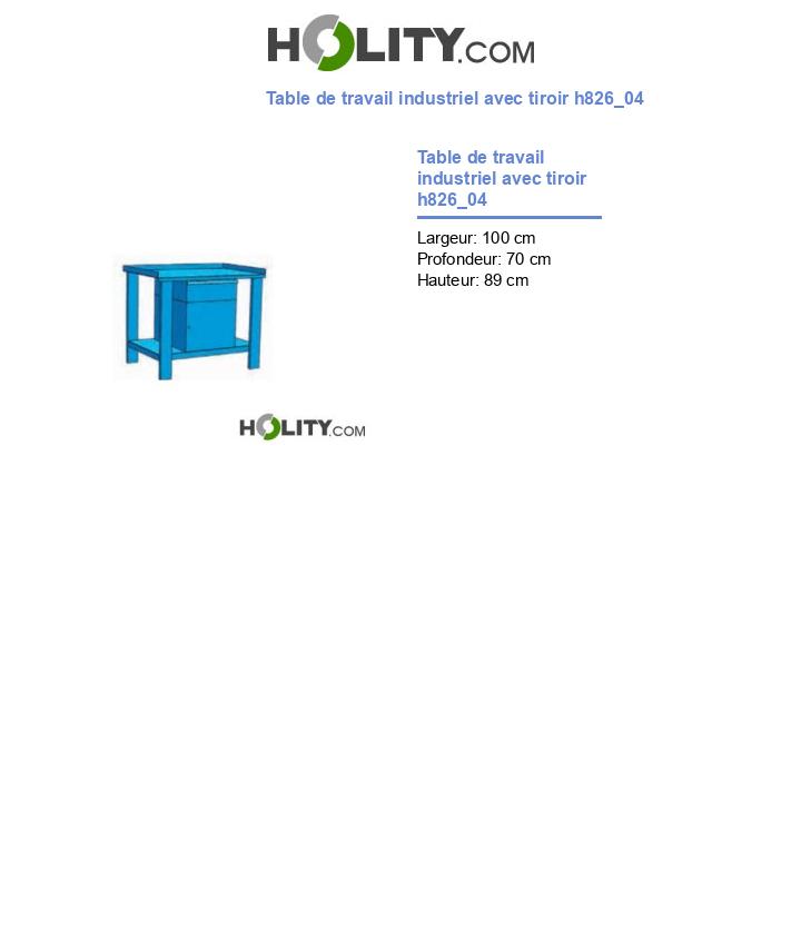 Table de travail industriel avec tiroir h826_04
