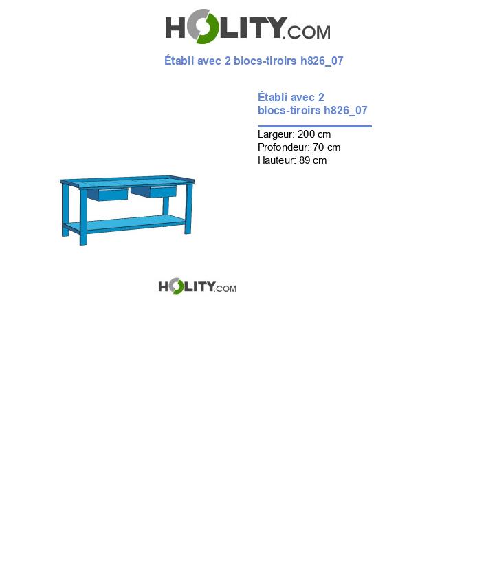 Établi avec 2 blocs-tiroirs h826_07