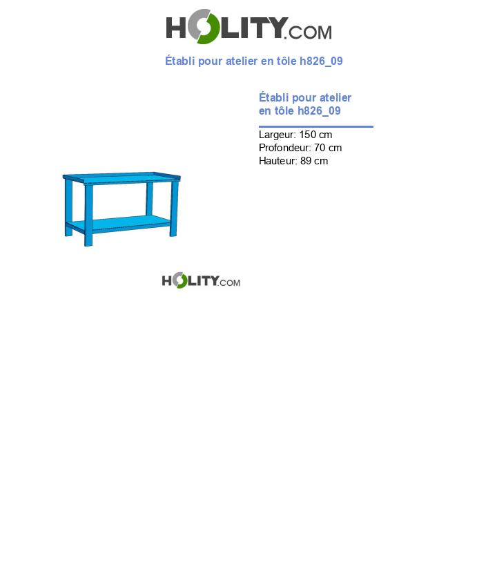 Établi pour atelier en tôle h826_09