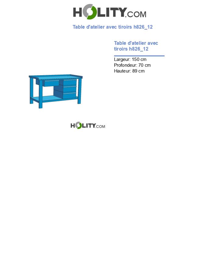 Table d'atelier avec tiroirs h826_12