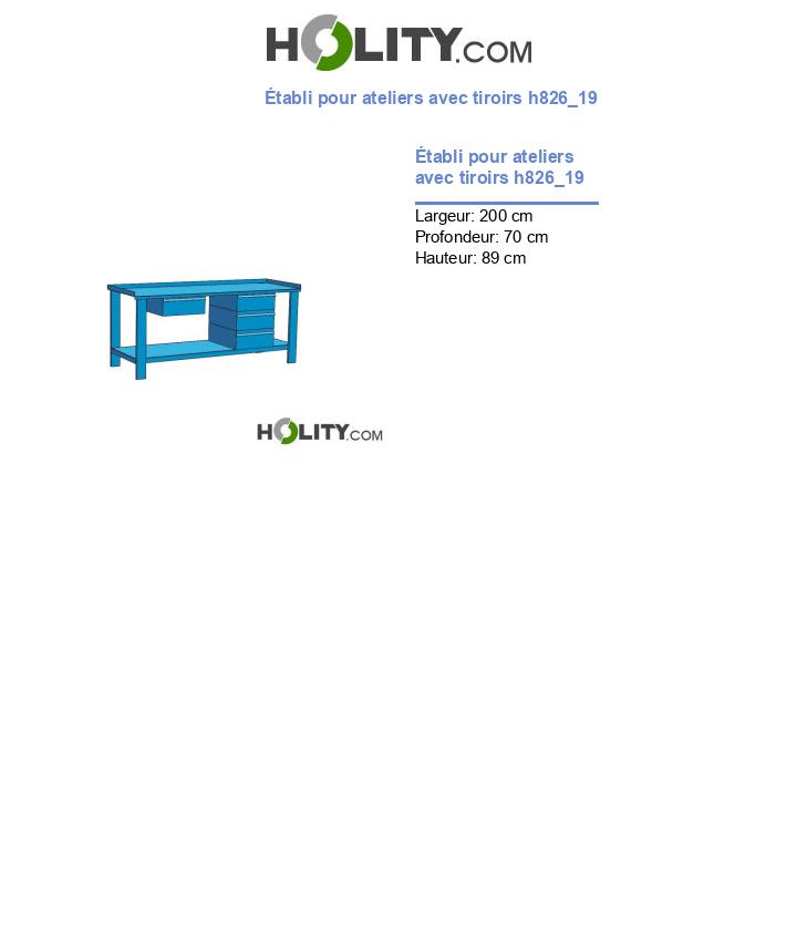 Établi pour ateliers avec tiroirs h826_19