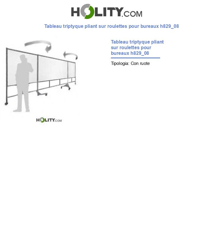 Tableau triptyque pliant sur roulettes pour bureaux h829_08