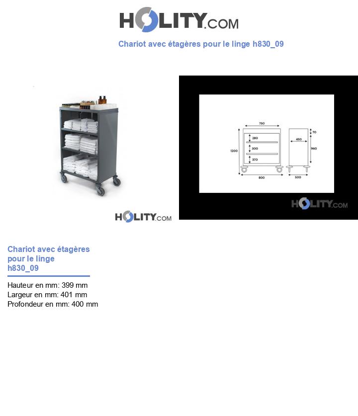 Chariot avec étagères pour le linge h830_09