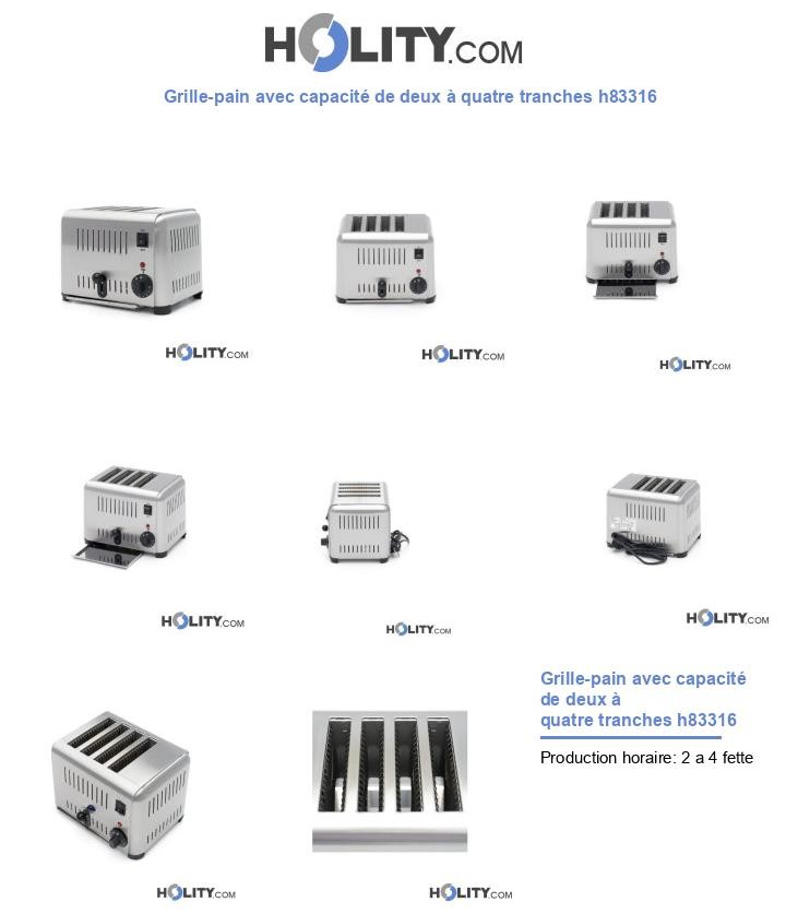Grille-pain avec capacité de deux à quatre tranches h83316