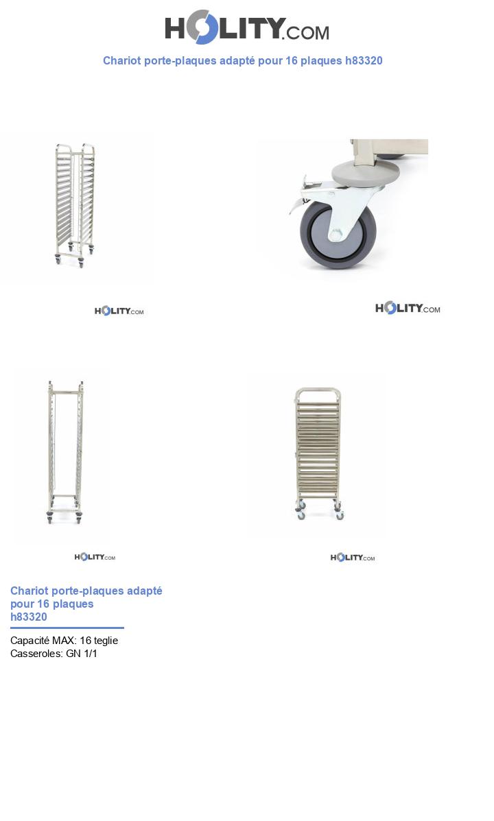 Chariot porte-plaques adapté pour 16 plaques h83320