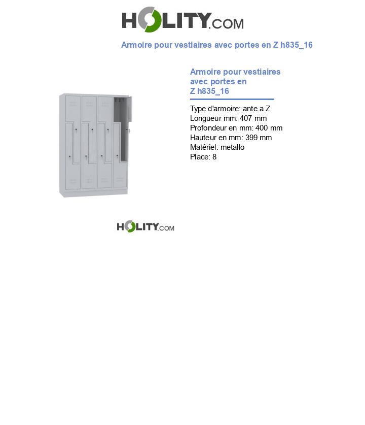 Armoire pour vestiaires avec portes en Z h835_16