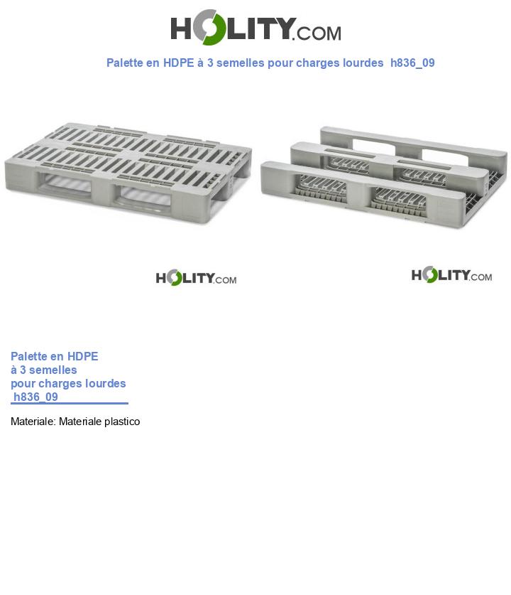 Palette en HDPE à 3 semelles pour charges lourdes  h836_09