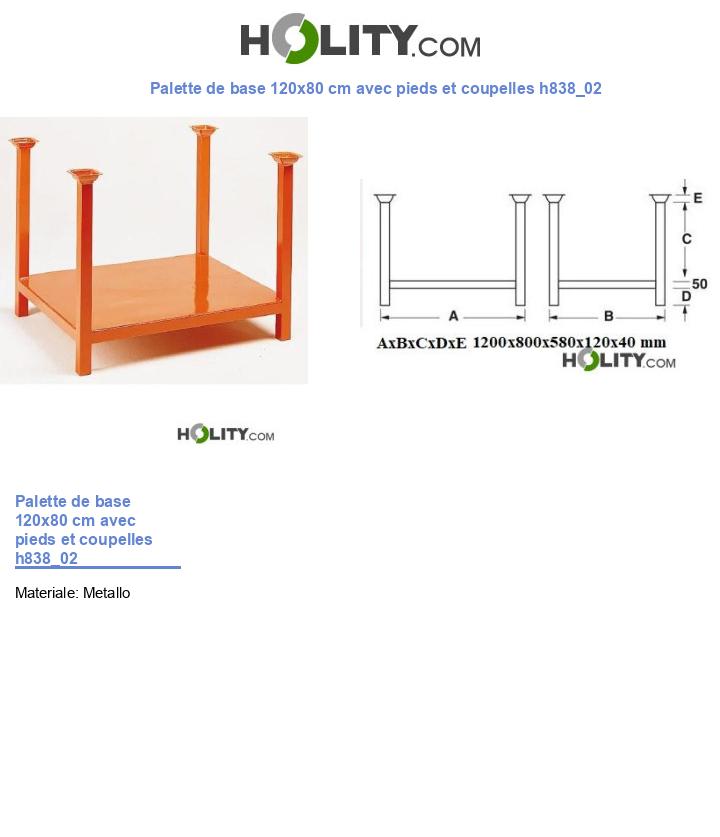 Palette de base 120x80 cm avec pieds et coupelles h838_02