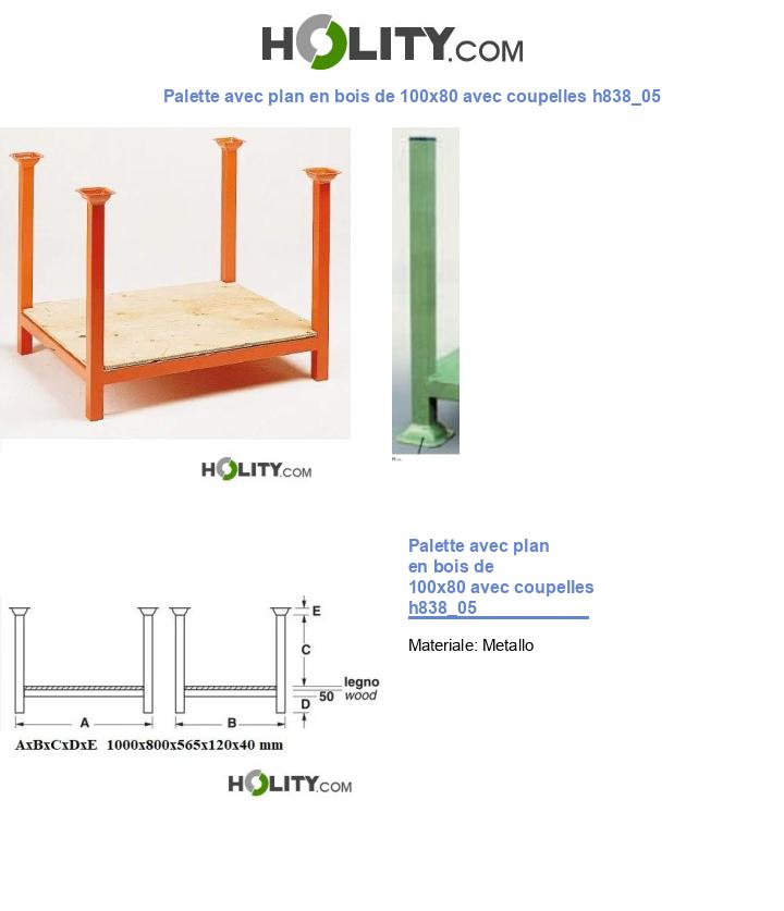 Palette avec plan en bois de 100x80 avec coupelles h838_05