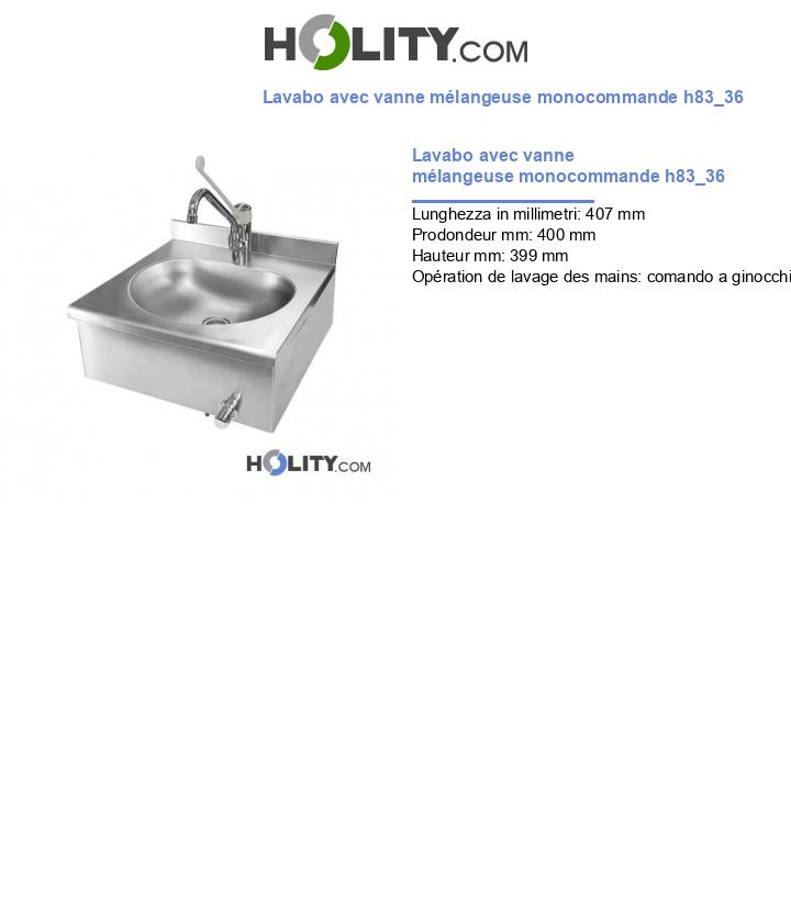 Lavabo avec vanne mélangeuse monocommande h83_36