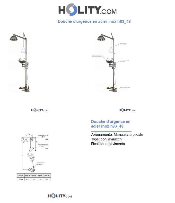 Douche d'urgence en acier inox h83_48