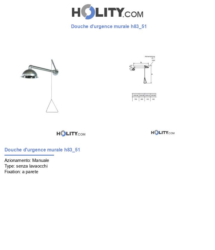 Douche d'urgence murale h83_51