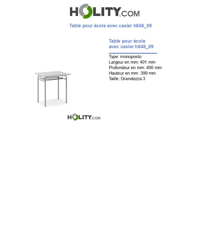 Table pour école avec casier h848_09