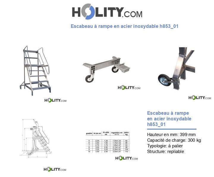 Escabeau à rampe en acier inoxydable h853_01