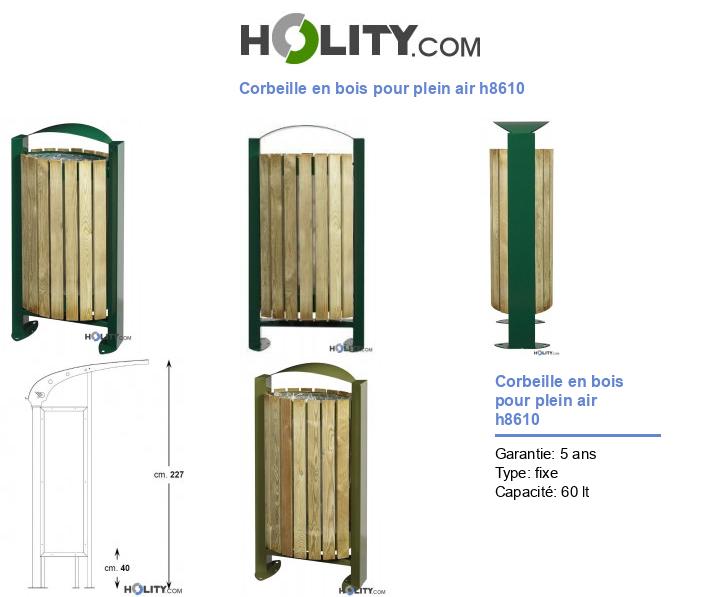 Corbeille en bois pour plein air h8610