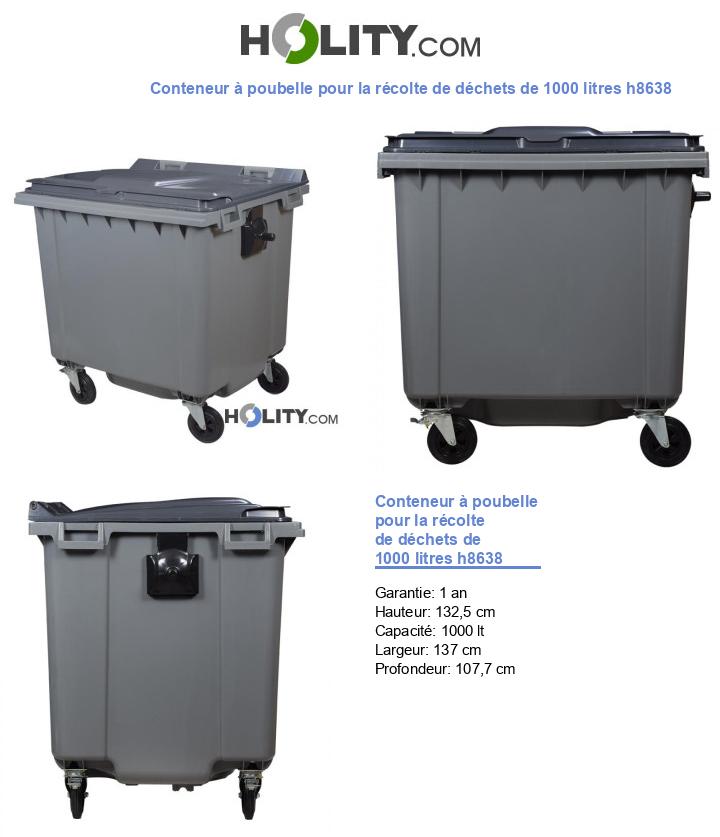 Conteneur à poubelle pour la récolte de déchets de 1000 litres h8638