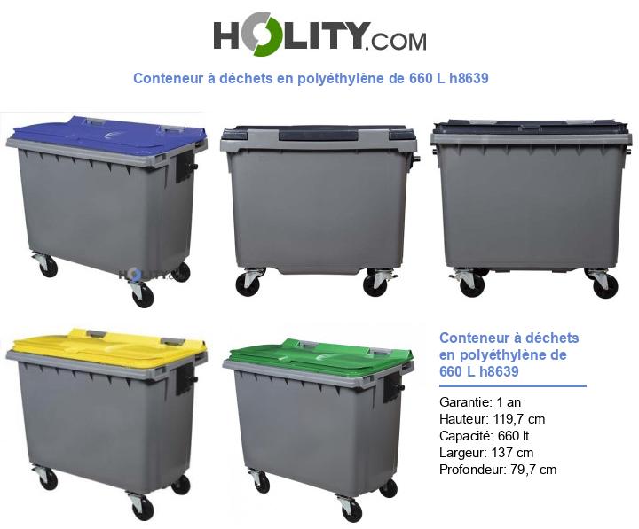 Conteneur à déchets en polyéthylène de 660 L h8639