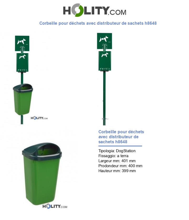 Corbeille pour déchets avec distributeur de sachets h8648