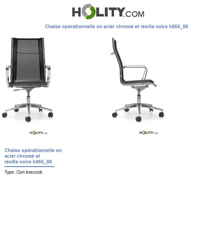 Chaise opérationnelle en acier chromé et résille noire h865_08