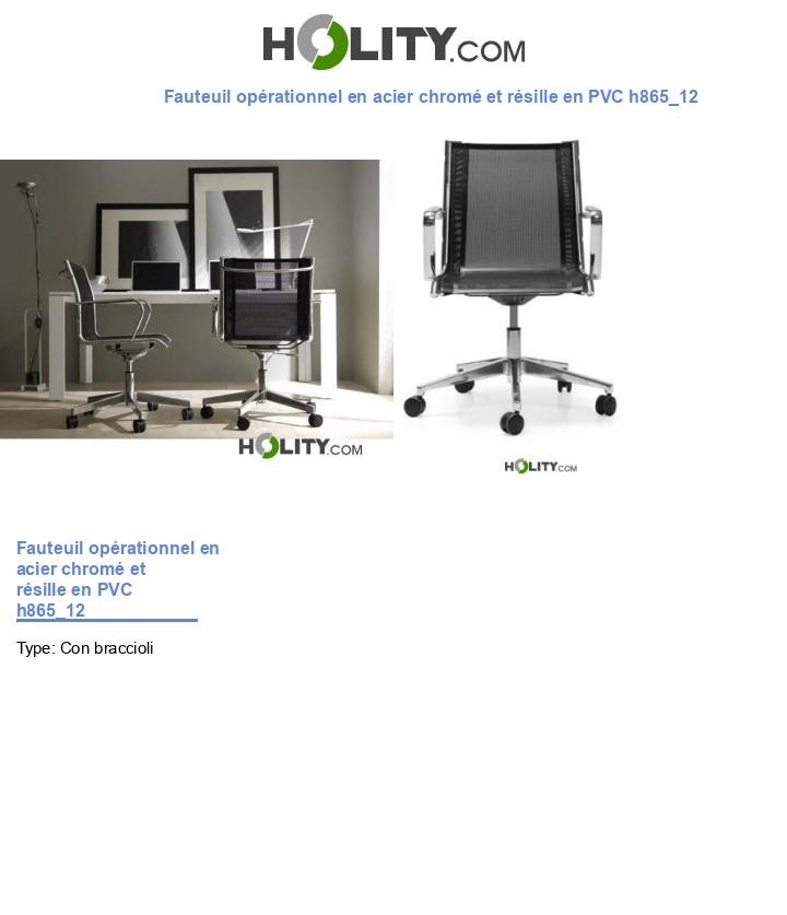 Fauteuil opérationnel en acier chromé et résille en PVC h865_12