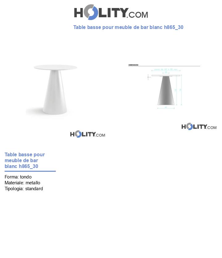 Table basse pour meuble de bar blanc h865_30