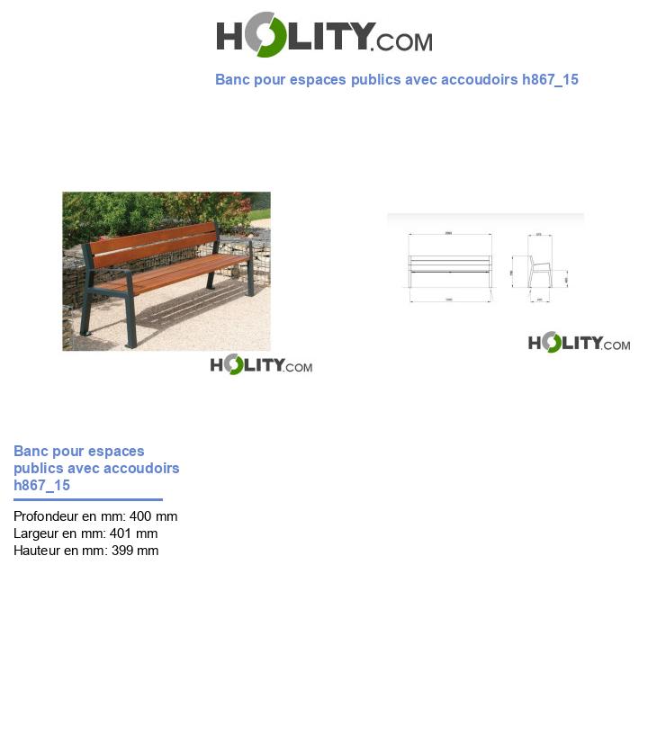 Banc pour espaces publics avec accoudoirs h867_15