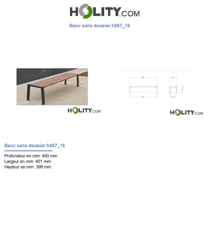 Banc sans dossier h867_16