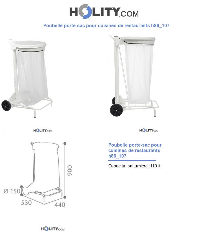 Poubelle porte-sac pour cuisines de restaurants h86_107
