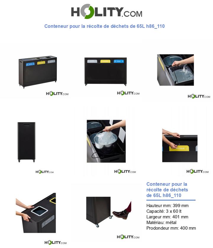 Conteneur pour la récolte de déchets de 65L h86_110