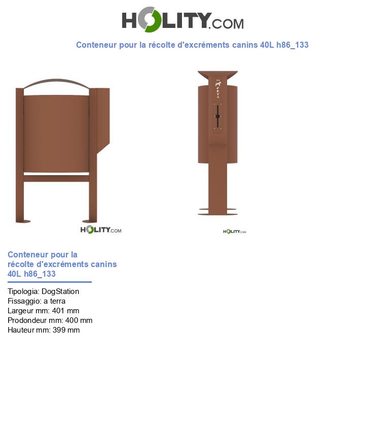 Conteneur pour la récolte d'excréments canins 40L h86_133